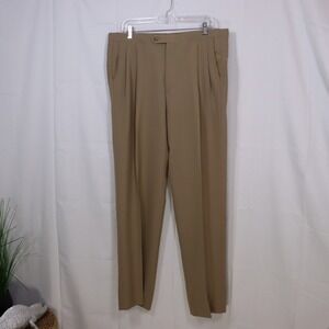 Sansabelt Dress Slacks Mens 38x30 Tan Pleated Vintage Beltless Trousers